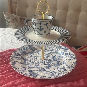 Blue and White Floral Tiered Stand